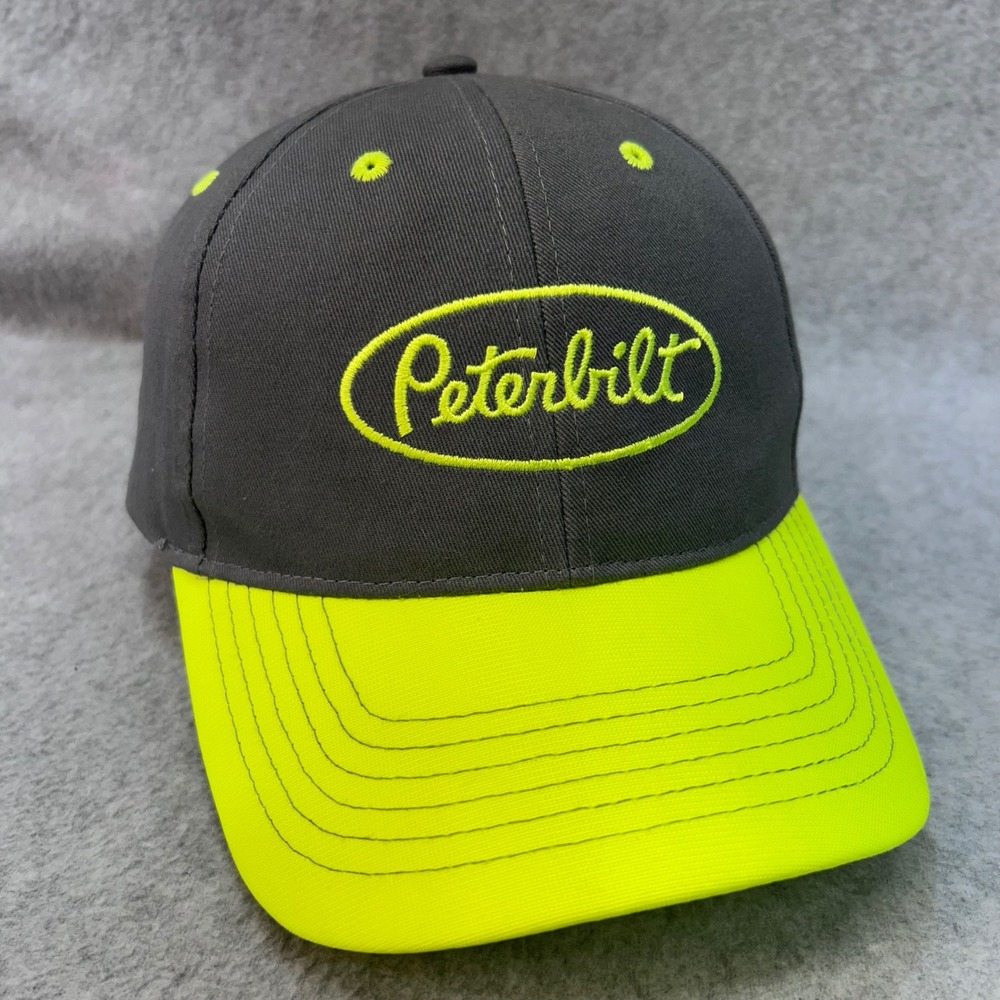 Peterbilt Logo Mens Grey Neon Baseball Hat Adjustable OSFM